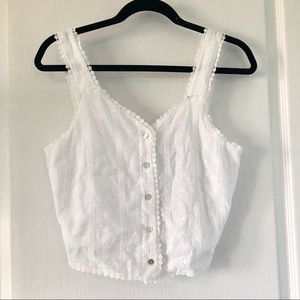 New White Cropped Tank Top